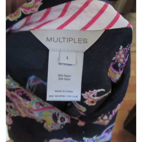 New w Tags, Multiples Navy & Paisley Button-up Tunic Size Large - Picture 7 of 8